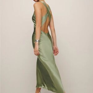 Reformation Green Backless Dress